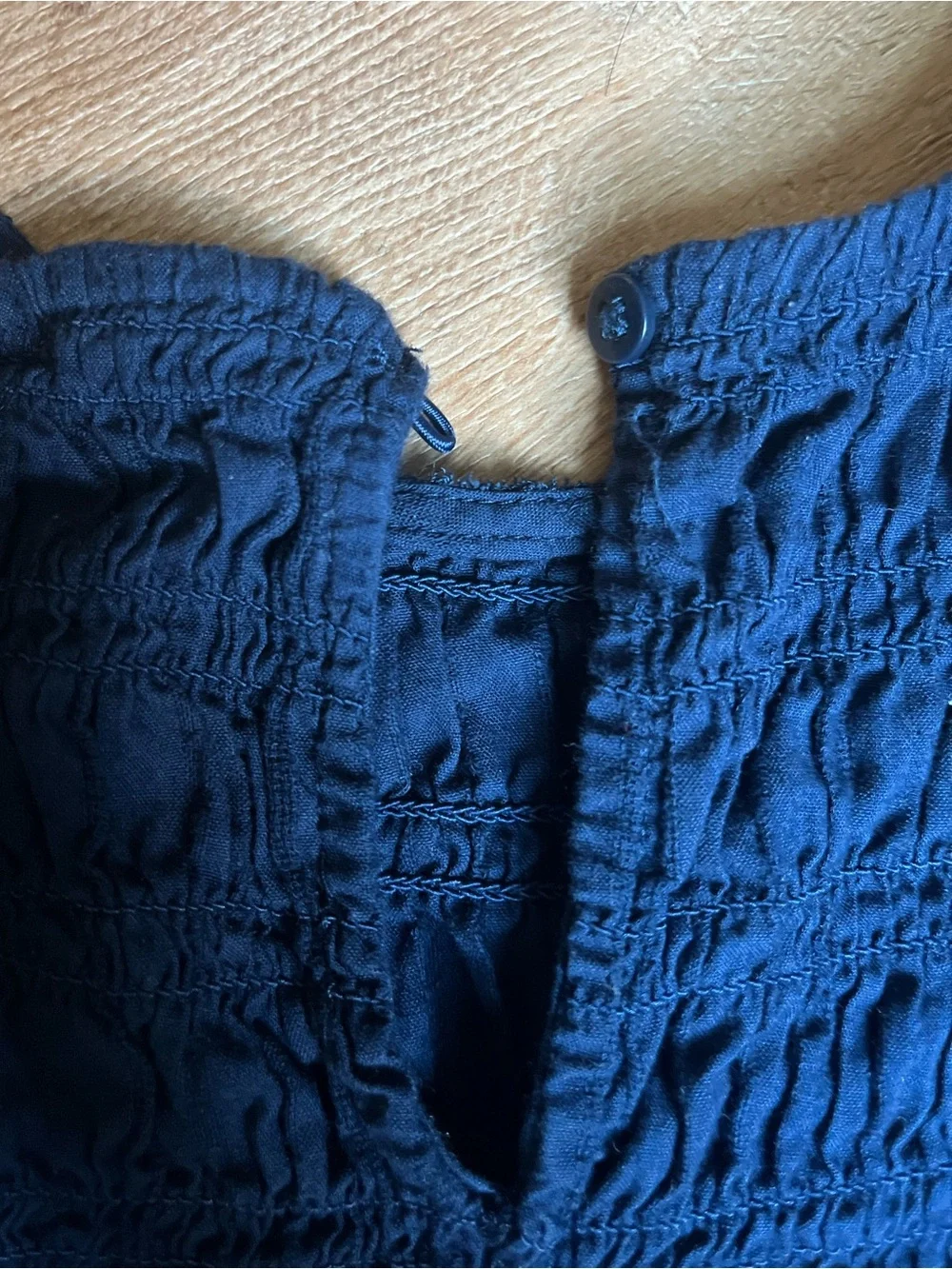 Old Navy Navy Smocked Peplum Puff-Sleeve Blouse